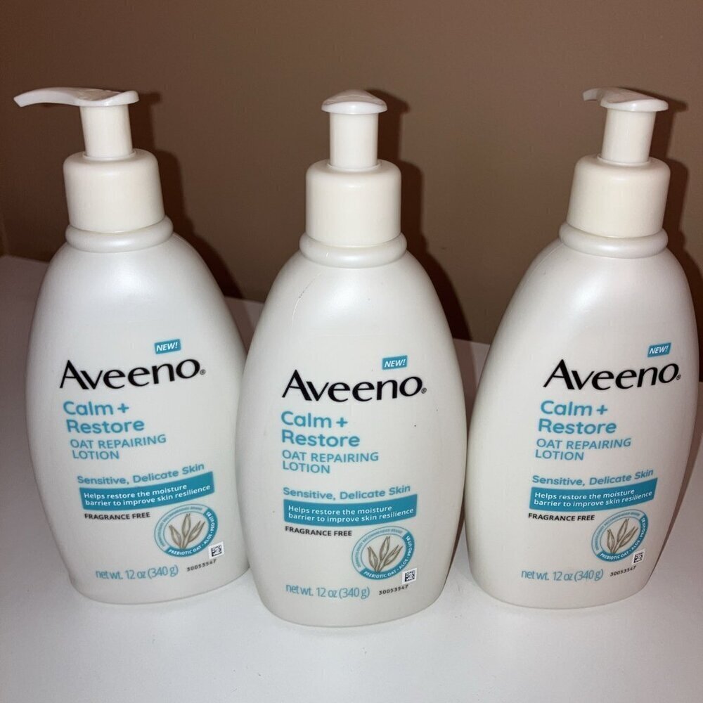 Aveeno 3x12oz. Calm + Restore Oat Repairing Lotion. New
